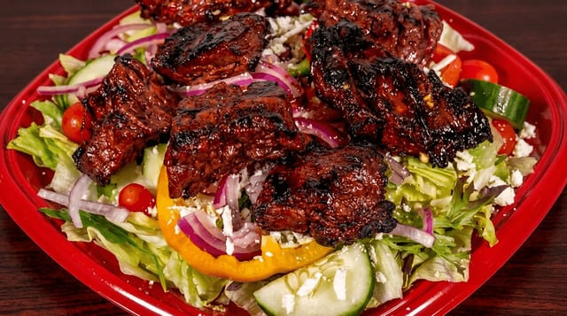 Honey BBQ Steak Tip Rice Bowl.