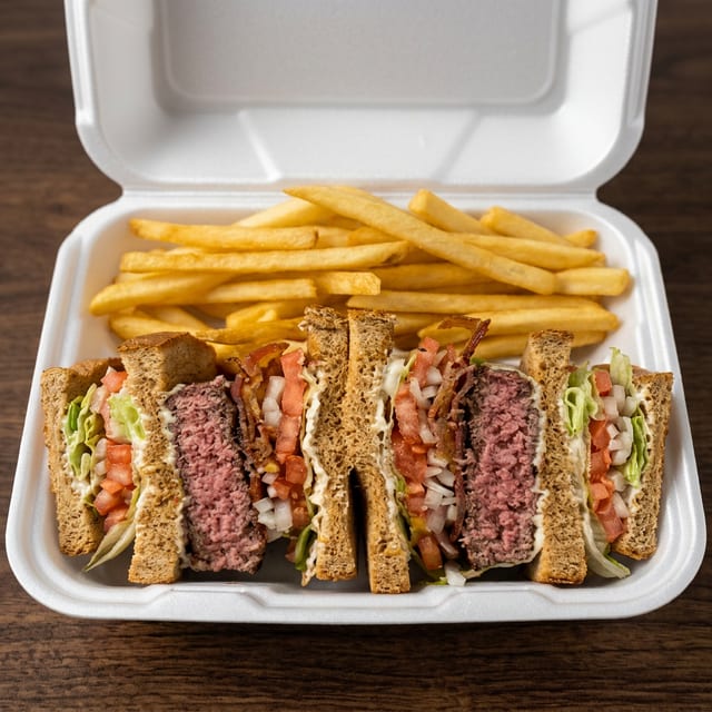 Cheese Burger Club Sandwich.